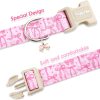 Faygarsle Dog Collar Pink Bow Cotton Adjustable Pet Collar-3