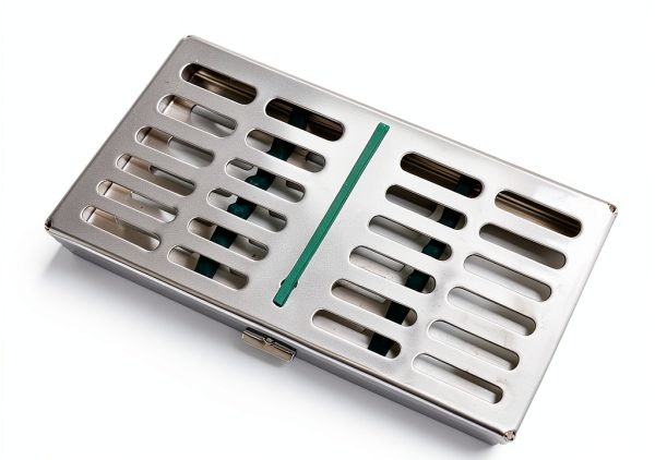 Stainless Dental Autoclave Cassette Rack Tray 7 Instruments Green WSI-3