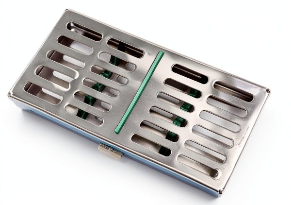 Stainless Dental Autoclave Cassette Rack Tray 7 Instruments Green WSI-4
