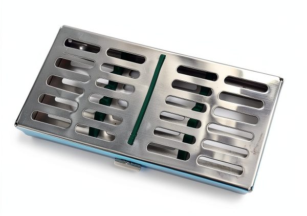 Stainless Dental Autoclave Cassette Rack Tray 7 Instruments Green WSI-1