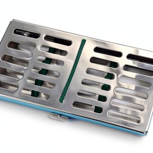 Stainless Dental Autoclave Cassette Rack Tray 7 Instruments Green WSI-0