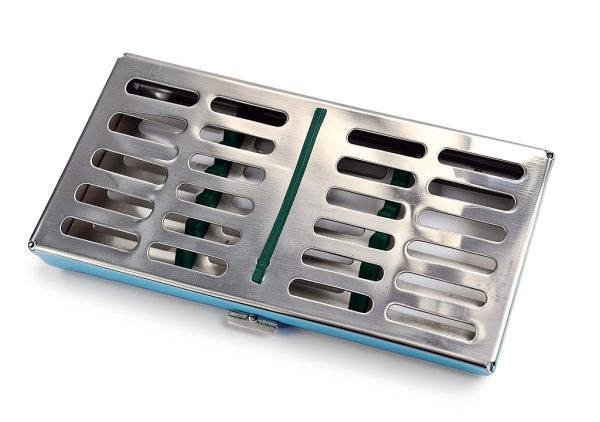Stainless Dental Autoclave Cassette Rack Tray 7 Instruments Green WSI-0