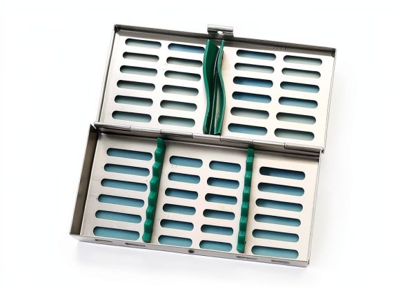 Stainless Dental Autoclave Cassette Rack Tray 7 Instruments Green WSI-5