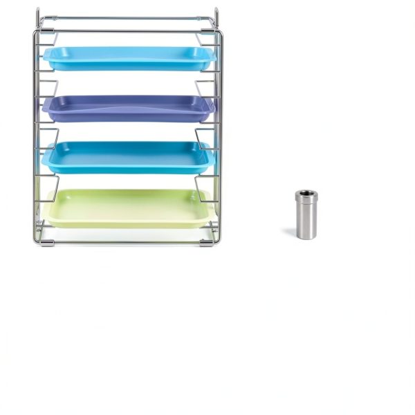 Moxweyeni Instrument Tray Rack Dental Instruments Organizer Chrome Tray Rack for Size B Trays and Lids, Holds 8 Trays-1