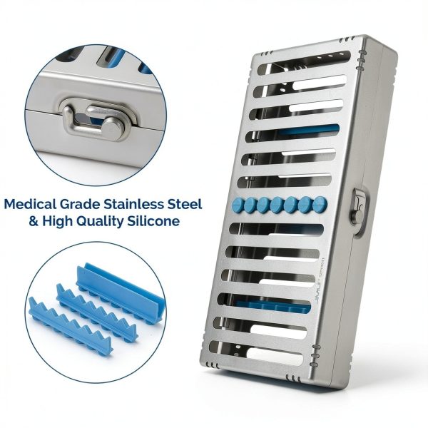 JMU Dental Sterilization Cassette for 7 Instruments Hinge Design Rack-1