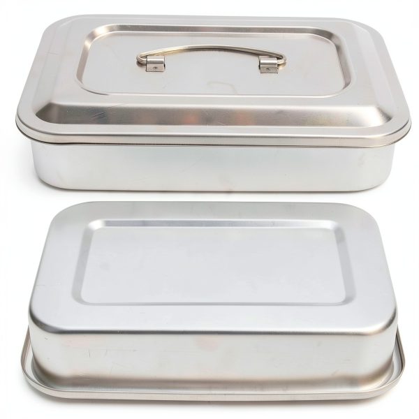 Stainless Steel Instrument Tray Organizer Holder with Lid & Handle Grip-7