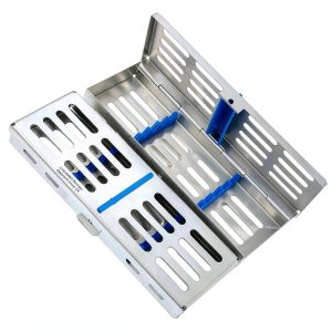 German Dental Autoclave Cassette Rack - CYNAMED Blue 5-Instrument Tray-0