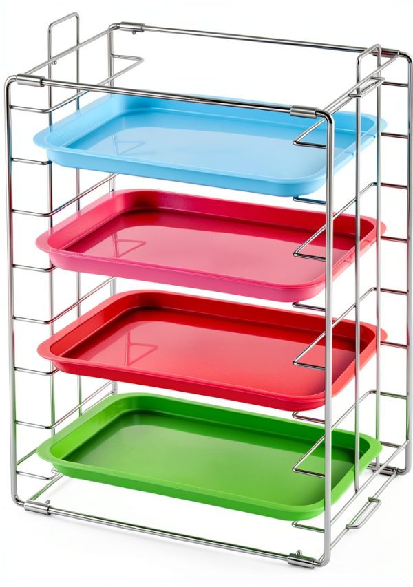 Moxweyeni Instrument Tray Rack Dental Instruments Organizer Chrome Tray Rack for Size B Trays and Lids, Holds 8 Trays-0