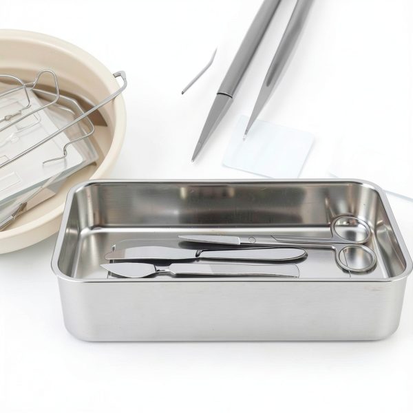2 Pcs Medical Tray with Lid 201 Stainless Steel Dental Instruments Tray Organizer Holder Sterilized Metal Box with Lid and Handle Grip for Medical Surgical Dental Instruments (12 Inch)-4