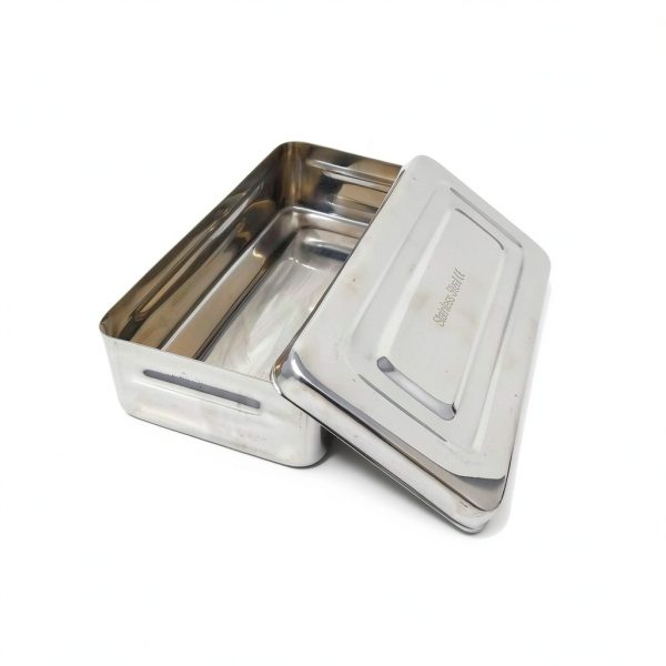 Stainless Steel LAB Dental Sterilizer Instrument Box, Organizer Jewelry/Tool Storage Tray with Lid - 8L x 5W x 2H-4