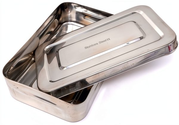 Stainless Steel LAB Dental Sterilizer Instrument Box, Organizer Jewelry/Tool Storage Tray with Lid - 8L x 5W x 2H-1