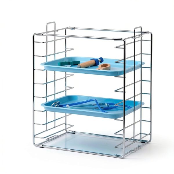 Moxweyeni Instrument Tray Rack Dental Instruments Organizer Chrome Tray Rack for Size B Trays and Lids, Holds 8 Trays-5