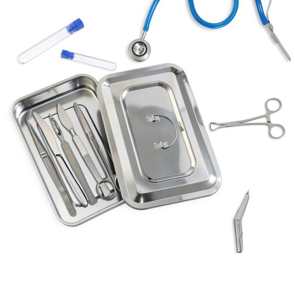 2 Pcs Medical Tray with Lid 201 Stainless Steel Dental Instruments Tray Organizer Holder Sterilized Metal Box with Lid and Handle Grip for Medical Surgical Dental Instruments (12 Inch)-3