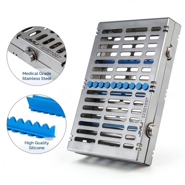 JMU Dental Autoclave Sterilization Cassettes for 10 Instruments, Detachable Instrument Cassette Rack, Blue-3