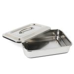 Stainless Steel Instrument Tray Organizer Holder with Lid & Handle Grip-0