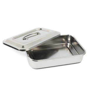 Stainless Steel Instrument Tray Organizer Holder with Lid & Handle Grip-0