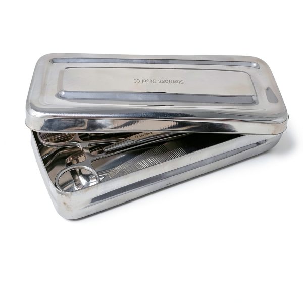 Stainless Steel LAB Dental Sterilizer Instrument Box, Organizer Jewelry/Tool Storage Tray with Lid - 8L x 5W x 2H-3