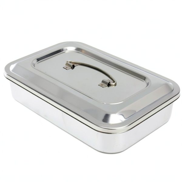 Stainless Steel Instrument Tray Organizer Holder with Lid & Handle Grip-5