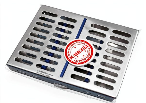 German Stainless Dental Instruments Autoclave Sterilization Cassette 7.25" X 5" X 0.75" Tray Racks Box for 10 Instruments-1
