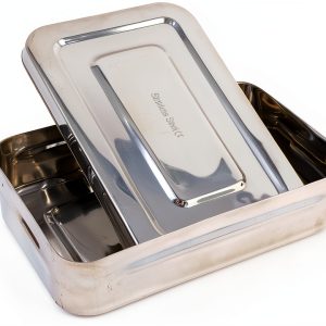 Stainless Steel LAB Dental Sterilizer Instrument Box, Organizer Jewelry/Tool Storage Tray with Lid - 8L x 5W x 2H-0