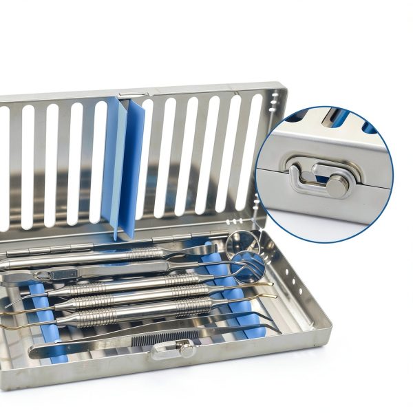 JMU Dental Sterilization Cassette for 7 Instruments Hinge Design Rack-2