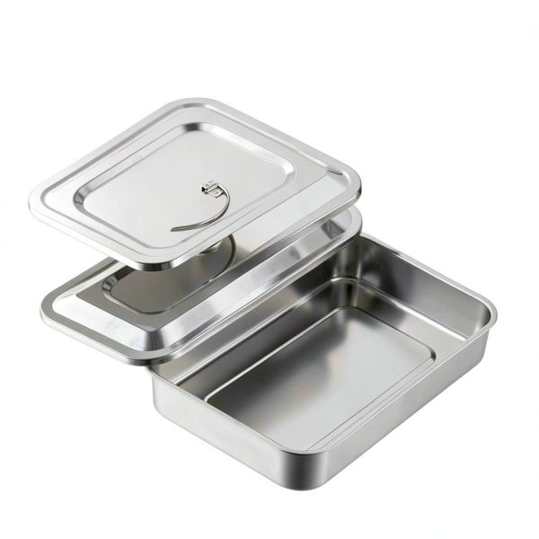 2 Pcs Medical Tray with Lid 201 Stainless Steel Dental Instruments Tray Organizer Holder Sterilized Metal Box with Lid and Handle Grip for Medical Surgical Dental Instruments (12 Inch)-1